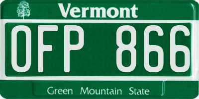 VT license plate OFP866