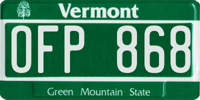 VT license plate OFP868