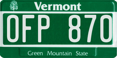 VT license plate OFP870