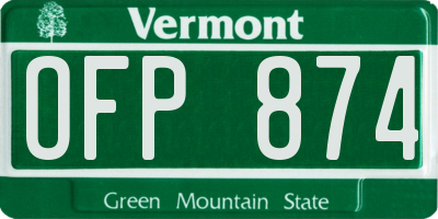 VT license plate OFP874