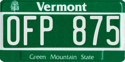 VT license plate OFP875