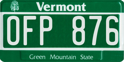 VT license plate OFP876