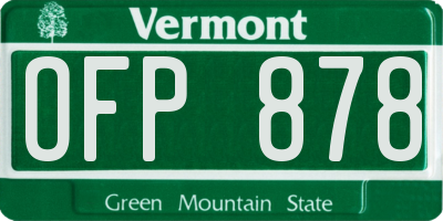VT license plate OFP878