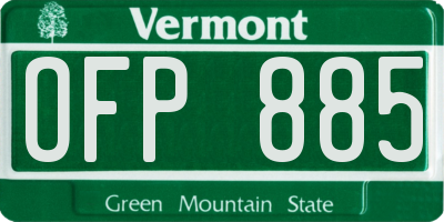 VT license plate OFP885
