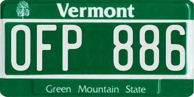 VT license plate OFP886