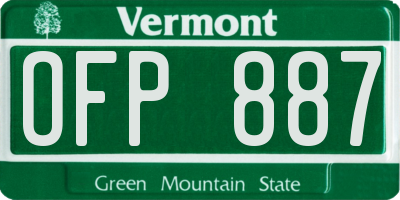 VT license plate OFP887