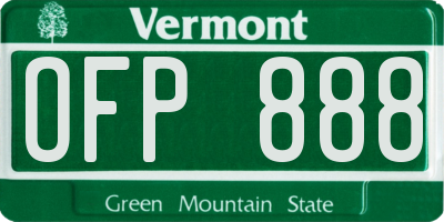 VT license plate OFP888