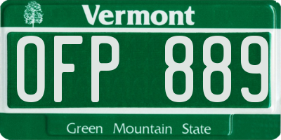 VT license plate OFP889