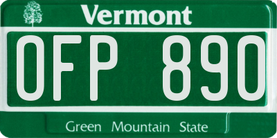 VT license plate OFP890