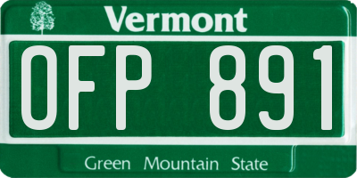 VT license plate OFP891