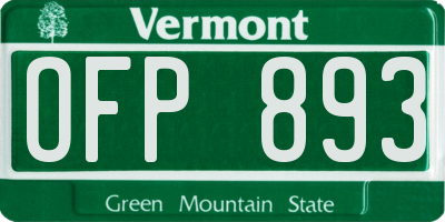VT license plate OFP893