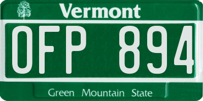 VT license plate OFP894