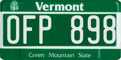 VT license plate OFP898