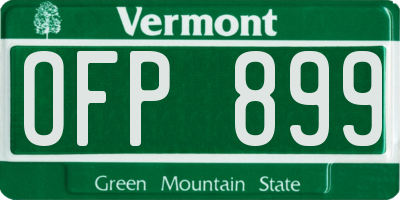 VT license plate OFP899