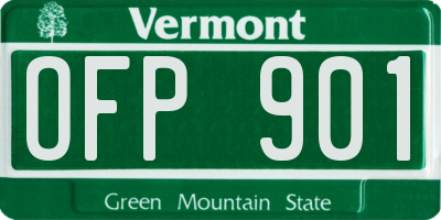 VT license plate OFP901