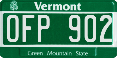 VT license plate OFP902
