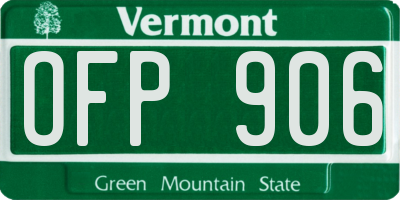VT license plate OFP906