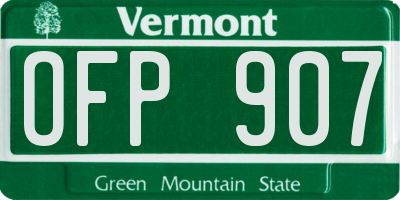 VT license plate OFP907