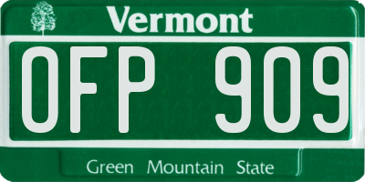 VT license plate OFP909