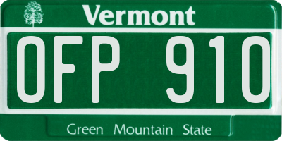 VT license plate OFP910