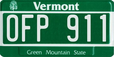 VT license plate OFP911