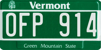VT license plate OFP914