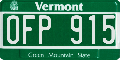 VT license plate OFP915