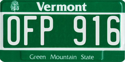 VT license plate OFP916