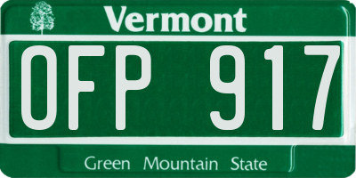 VT license plate OFP917