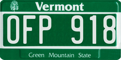 VT license plate OFP918