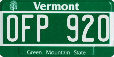 VT license plate OFP920