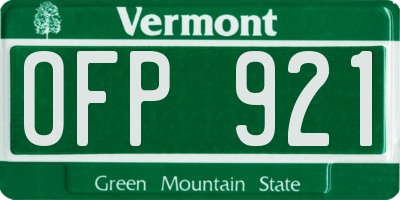 VT license plate OFP921