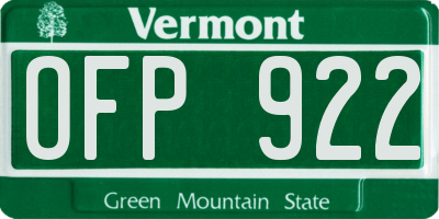 VT license plate OFP922