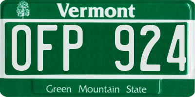 VT license plate OFP924