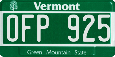 VT license plate OFP925