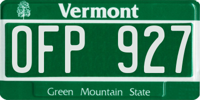VT license plate OFP927