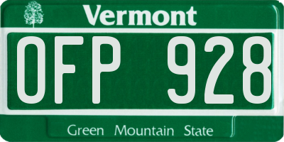 VT license plate OFP928