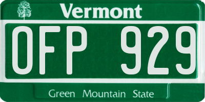 VT license plate OFP929