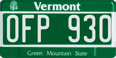 VT license plate OFP930