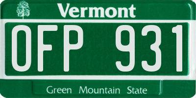 VT license plate OFP931