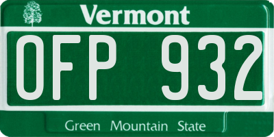 VT license plate OFP932