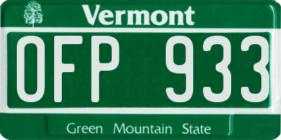 VT license plate OFP933