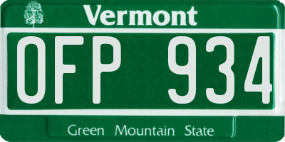 VT license plate OFP934