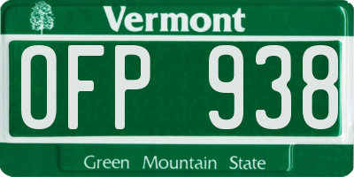 VT license plate OFP938