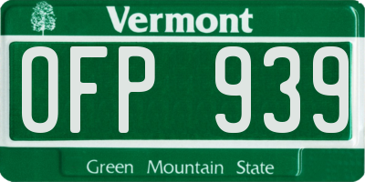 VT license plate OFP939