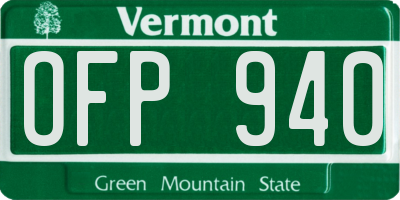 VT license plate OFP940