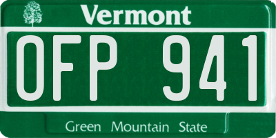 VT license plate OFP941