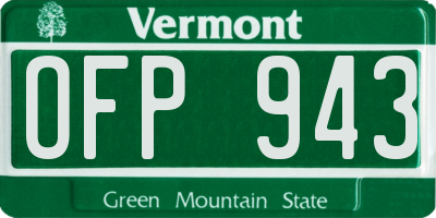 VT license plate OFP943