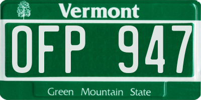 VT license plate OFP947