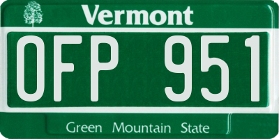 VT license plate OFP951